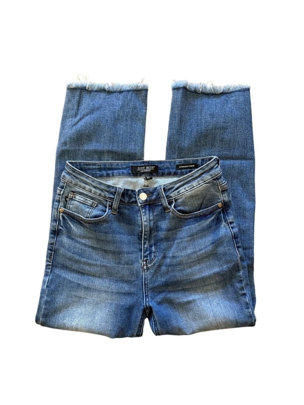 β JUDY BLUE distressed straight crop jeans π sz 5/27 β¨ - Picture 3 of 16